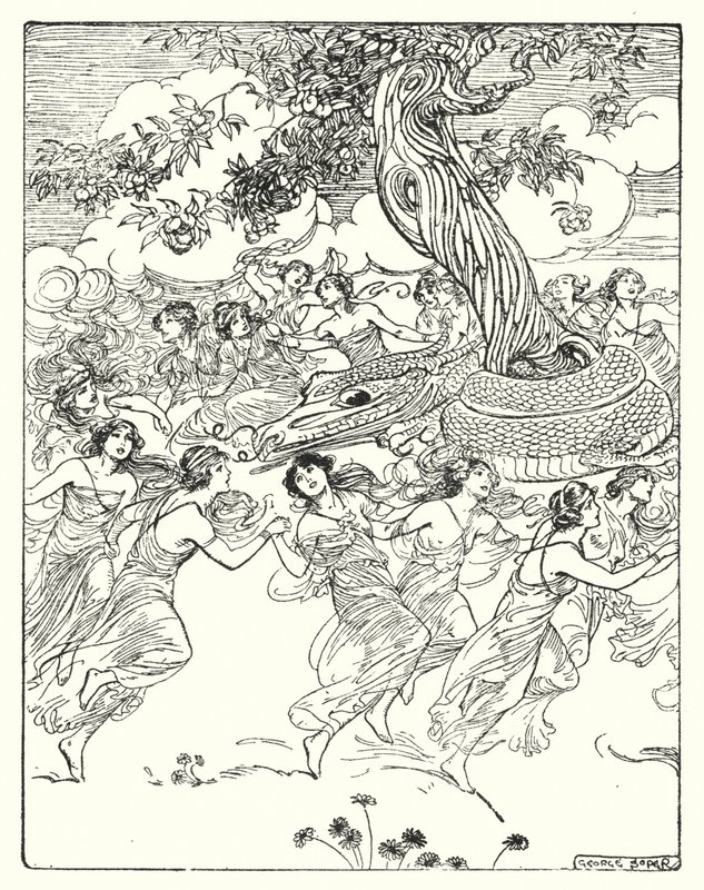 珀尔修斯：“手牵手绕着魔法树跳舞”（石版画） 作者 乔治·索珀