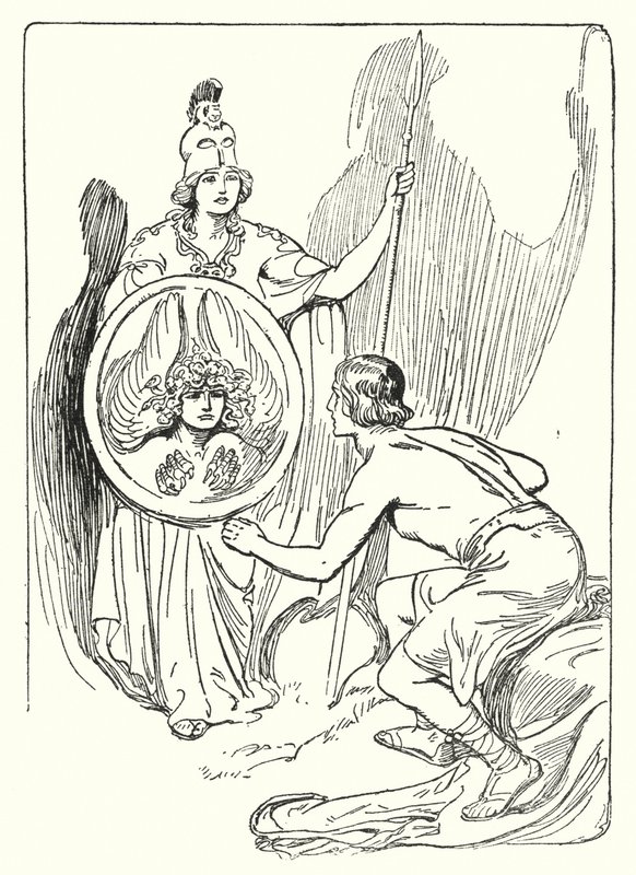 Perseus: "In the mirror of the shield there appeared a face" (litho) 作者 乔治·索珀