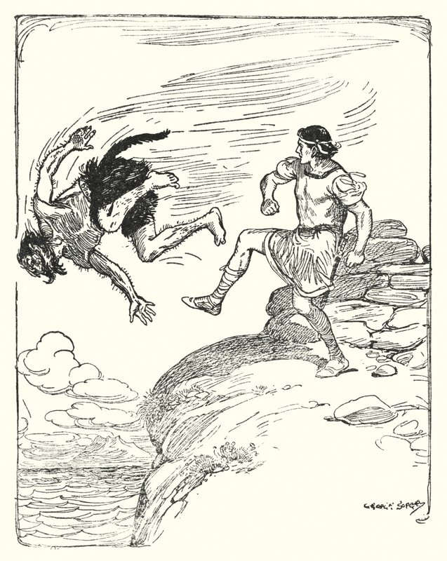 Theseus: "He kicked him over the cliff into the sea" (litho) 作者 乔治·索珀