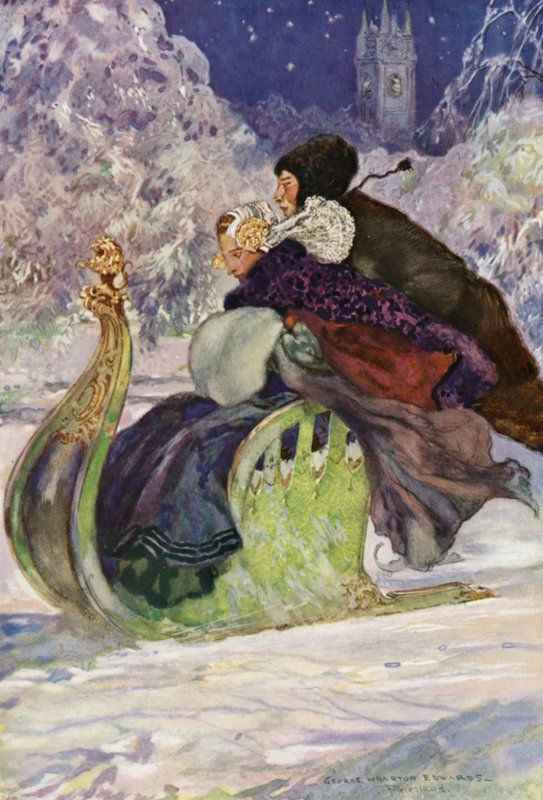 弗里斯兰的古董推雪橇（彩色石版画） 作者 乔治·沃顿·爱德华兹
