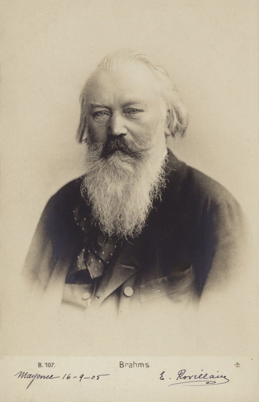 德国作曲家、钢琴家约翰内斯-勃拉姆斯（1833-1897 年）（黑白照片） 作者 德国摄影师