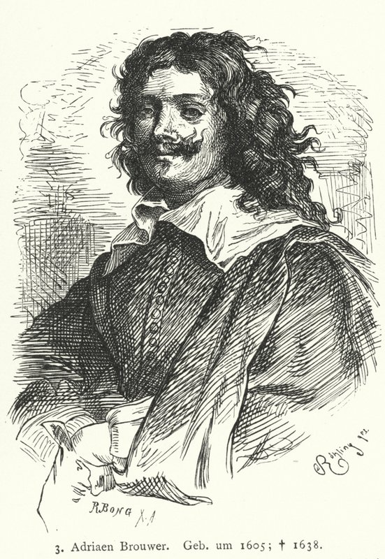 Adriaen Brouwer，佛兰德的巴洛克画家（雕刻）。 作者 德国学校
