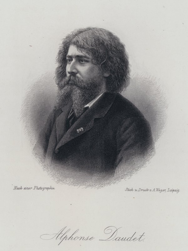 Alphonse Daudet，法国小说家（雕刻）。 作者 德国学校