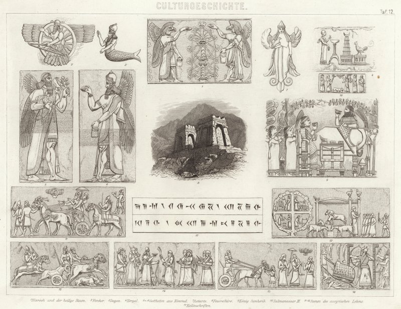 Ancient Assyria. Illustration for Bilder-Atlas (engraving) 作者 德国学校