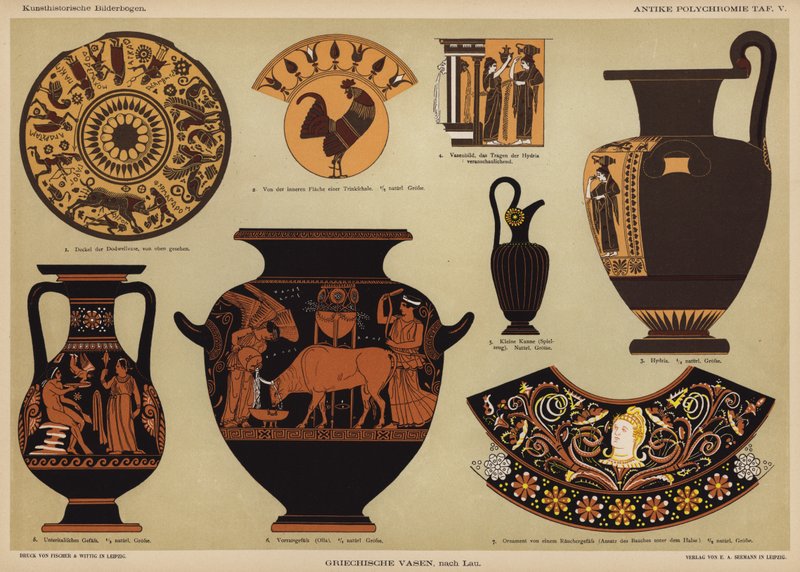 Ancient Greek polychrome vases (colour litho) 作者 德国学校