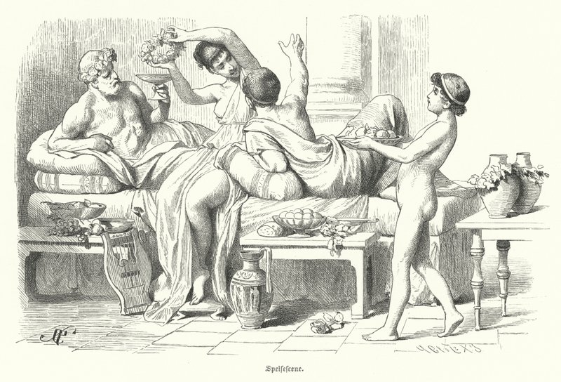 Ancient Greeks feasting (engraving) 作者 德国学校