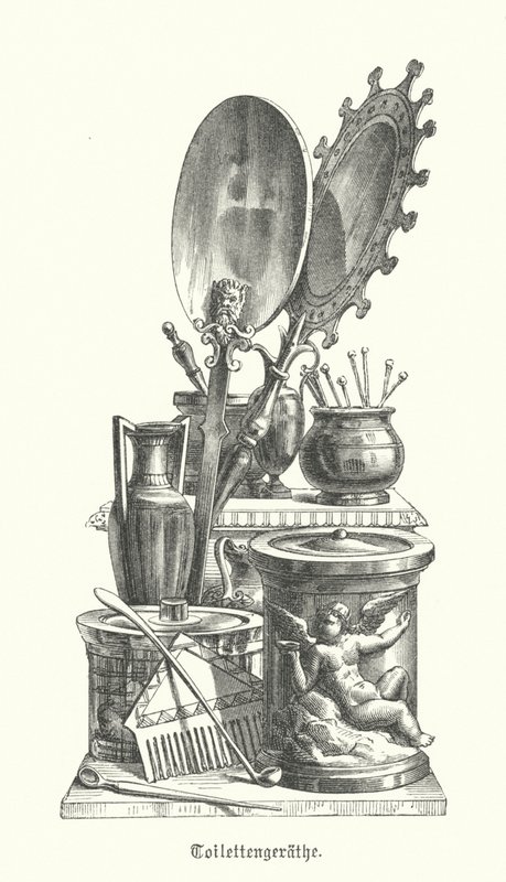 Ancient Roman tools for applying cosmetics (engraving) 作者 德国学校
