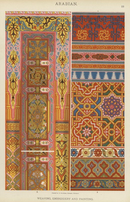 阿拉伯、编织、刺绣和绘画（彩色石版画） 作者 德国学校