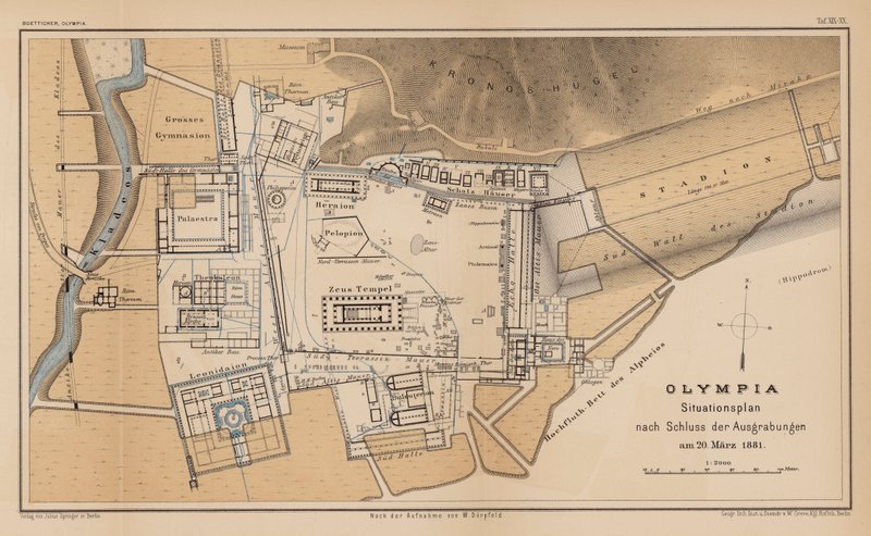 Archeological map of Olympia (engraving) 作者 德国学校