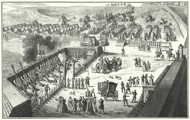 火炮射击训练，纽伦堡，1733 年（雕刻） 作者 德国学校