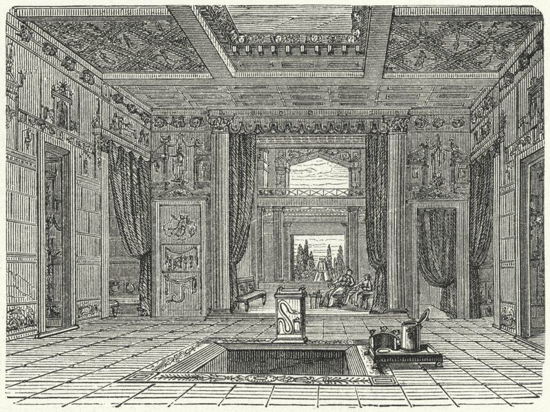 罗马 Casa di Sallusti 的中庭和桌子（雕刻） 作者 德国学校