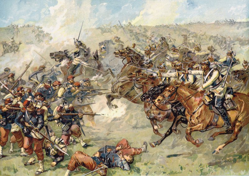 1870年8月16日普鲁士胸甲骑兵在Vionville，Mars-le-Tour战役中的攻击 作者 德国学校
