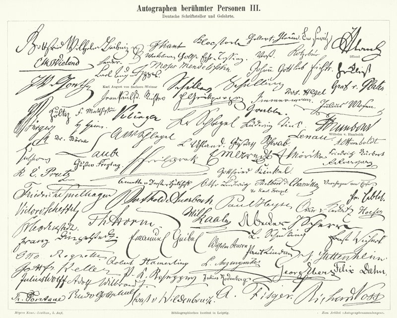 Autographs of famous people: German writers and scientists (engraving) 作者 德国学校