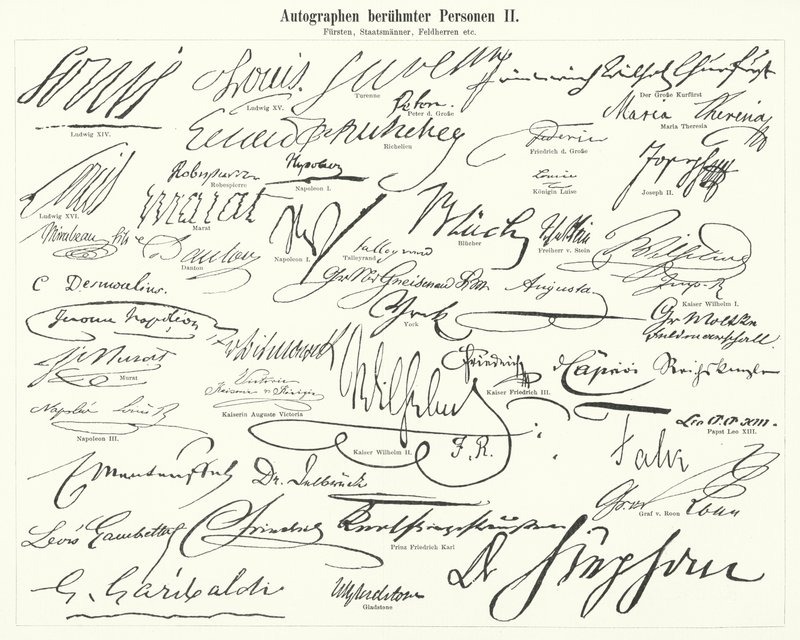 Autographs of famous people: statesmen, princes, generals, etc (engraving) 作者 德国学校