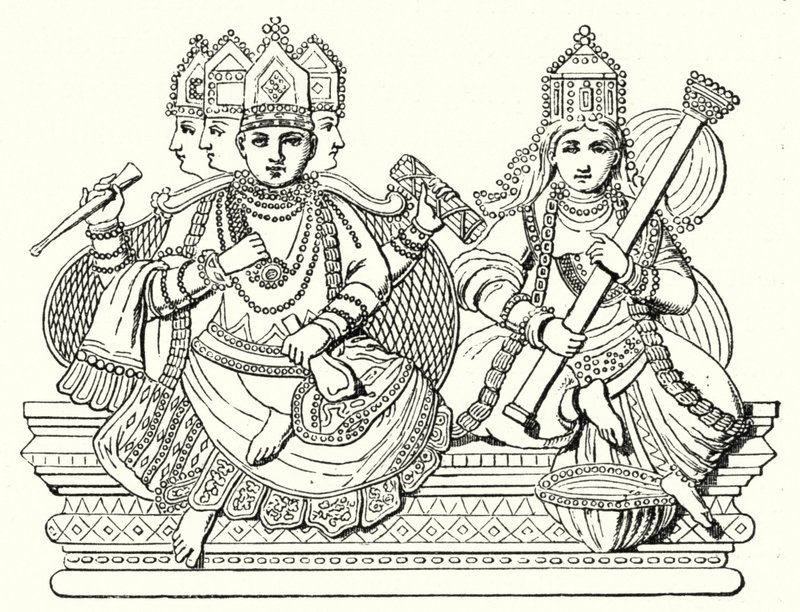 Brahma 和 Saraswati (雕刻) 作者 德国学校