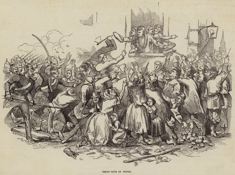1847年4月24日德国斯特廷的面包骚乱（版画 作者 德国学校