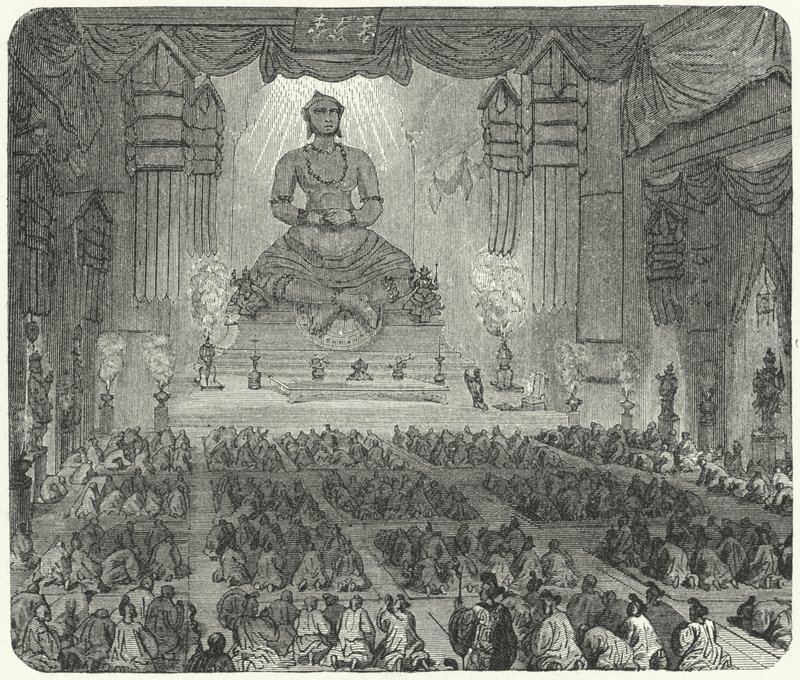 Buddhists worshipping in a monastery in Peking (engraving) 作者 德国学校