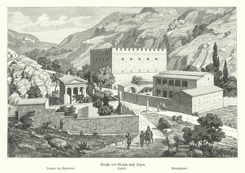 Castle on the road from Eleusis to Athens, Ancient Greece (engraving) 作者 德国学校