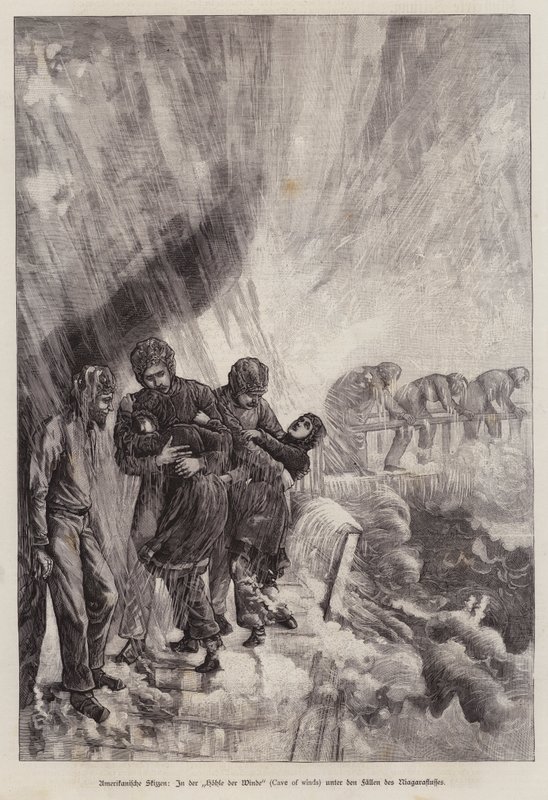 Cave of the Winds, beneath Niagara Falls, New York, USA (engraving) 作者 德国学校
