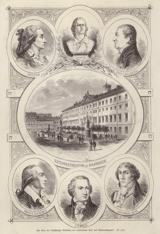Centenary of the Court and National Theatres, Mannheim, Germany (engraving) 作者 德国学校