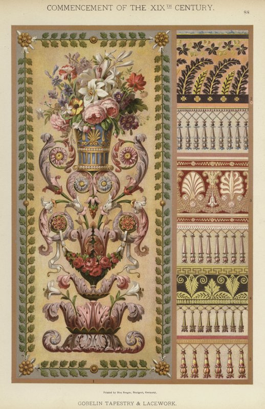 十九世纪开始，哥白林挂毯和花边（彩色石版画） 作者 德国学校