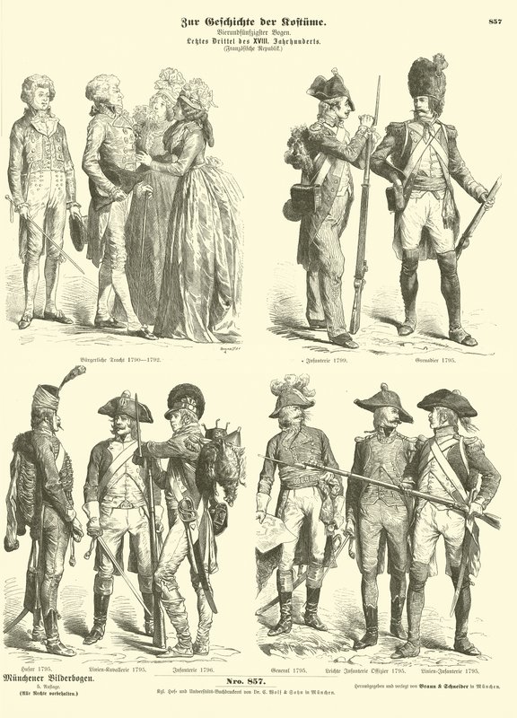 1790年代法国共和党的服装和军装 作者 德国学校
