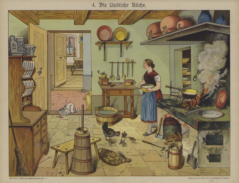 Country kitchen (colour litho) 作者 德国学校