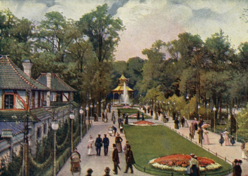 德国柏林动物园 Dreisternpromenade（彩色石版画） 作者 德国学校