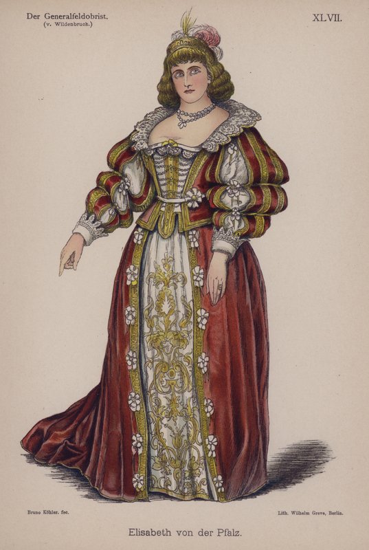普法尔茨的伊丽莎白，来自 Ernst von Wildenbruch 的 Der Generalfeldoberst（彩色石版画） 作者 德国学校