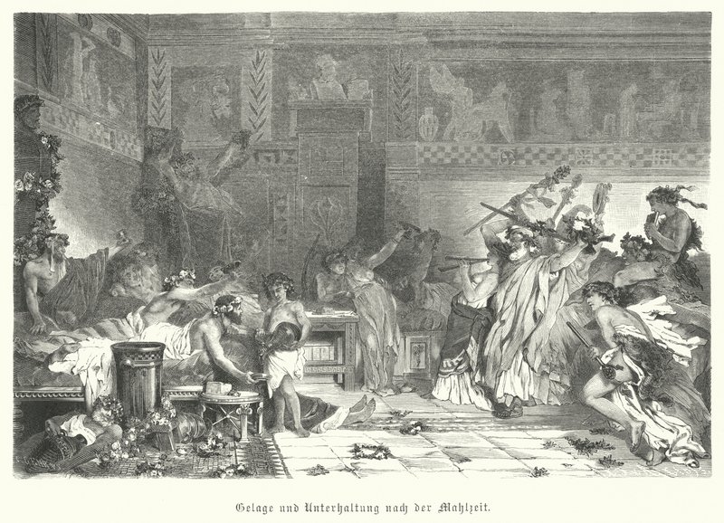 Entertainment after the meal at a Roman feast (engraving) 作者 德国学校