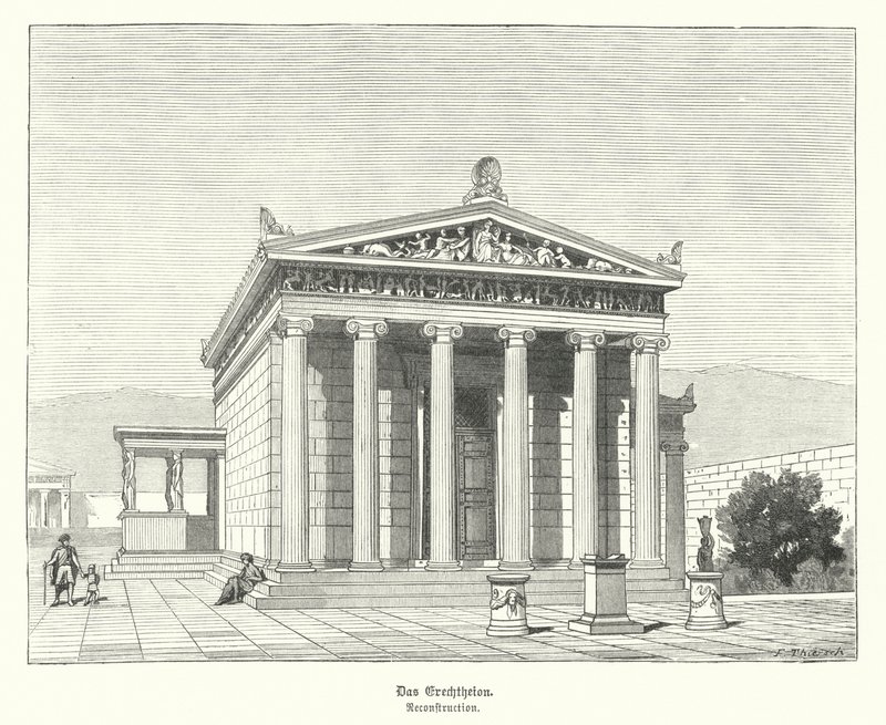 Erechtheion，雅典娜和波塞冬的神庙，位于古希腊雅典卫城（雕刻） 作者 德国学校
