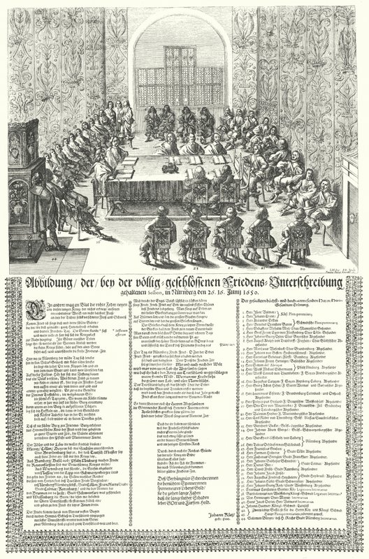 三十年后的 1650 年在纽伦堡举行的欧洲和平大会（版画） 作者 德国学校