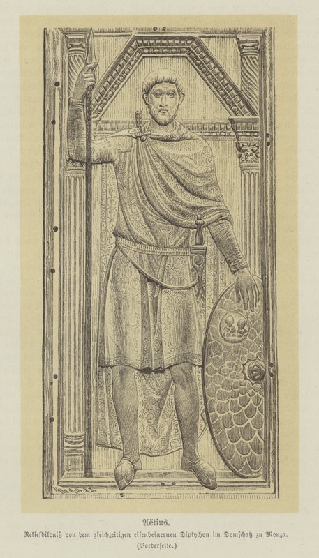 Flavius Aetius，罗马将军（雕刻）。 作者 德国学校