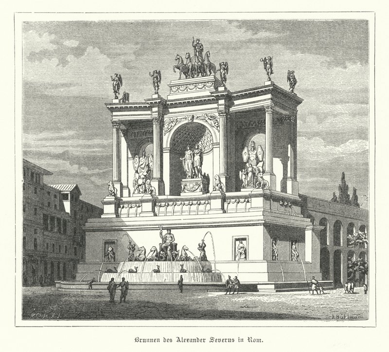 Fountain of Alexander Severus, ancient Rome (engraving) 作者 德国学校