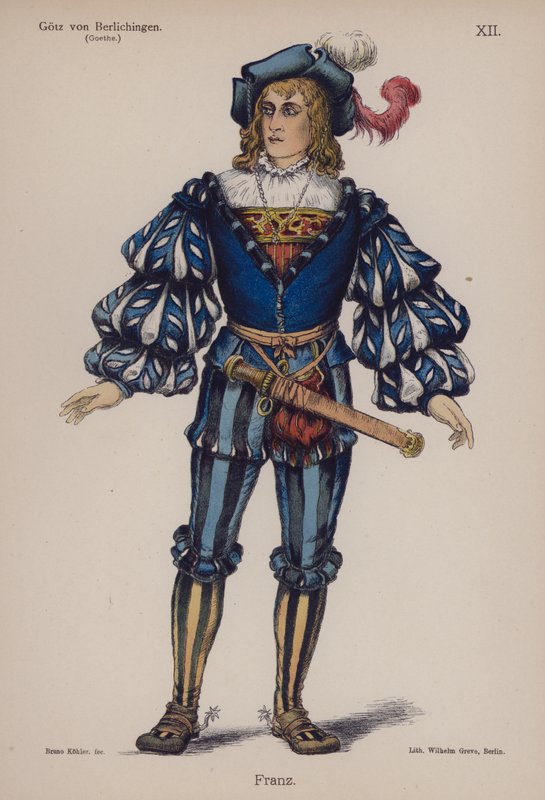Franz，来自歌德的 Gotz von Berlichingen（彩色石版画） 作者 德国学校