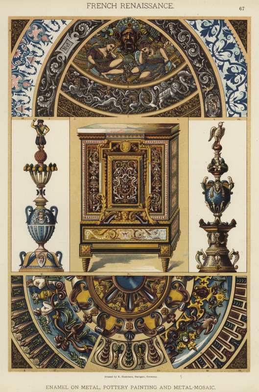 法国文艺复兴、金属珐琅、陶器绘画和金属马赛克（彩色石版画） 作者 德国学校