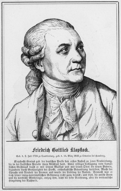 弗里德里希·戈特利布·克洛普斯托克 (Friedrich Gottlieb Klopstock) (雕刻) 作者 德国学校