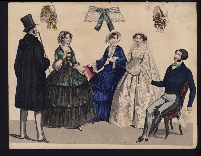German fashion plate, mid 19th century (coloured engraving) 作者 德国学校