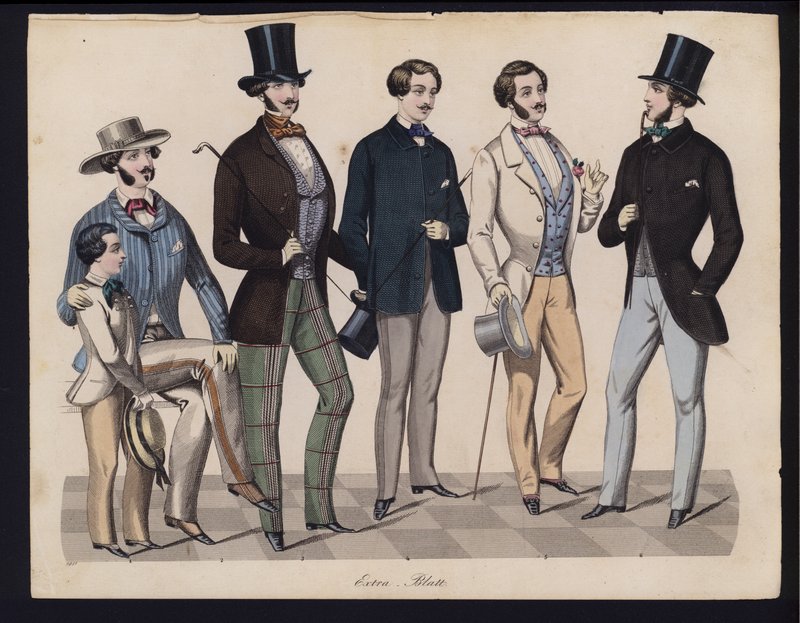 German fashion plate, mid 19th century (coloured engraving) 作者 德国学校