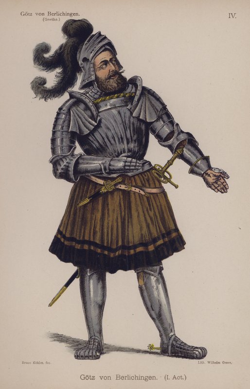 Gotz von Berlichingen，歌德戏剧的主角（彩色石版画） 作者 德国学校