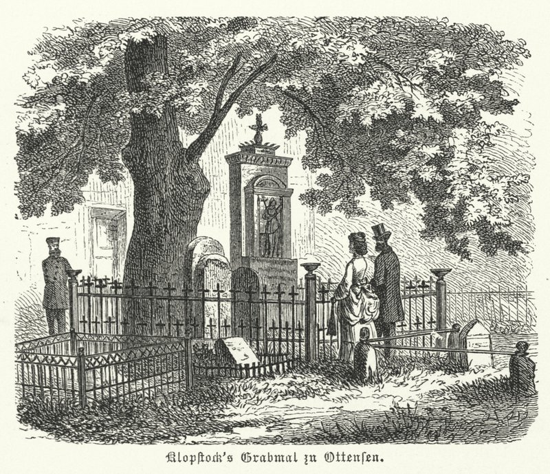 德国诗人弗里德里希·戈特利布·克洛普斯托克 (Friedrich Gottlieb Klopstock) 的坟墓，位于汉堡奥滕森 (雕刻) 作者 德国学校