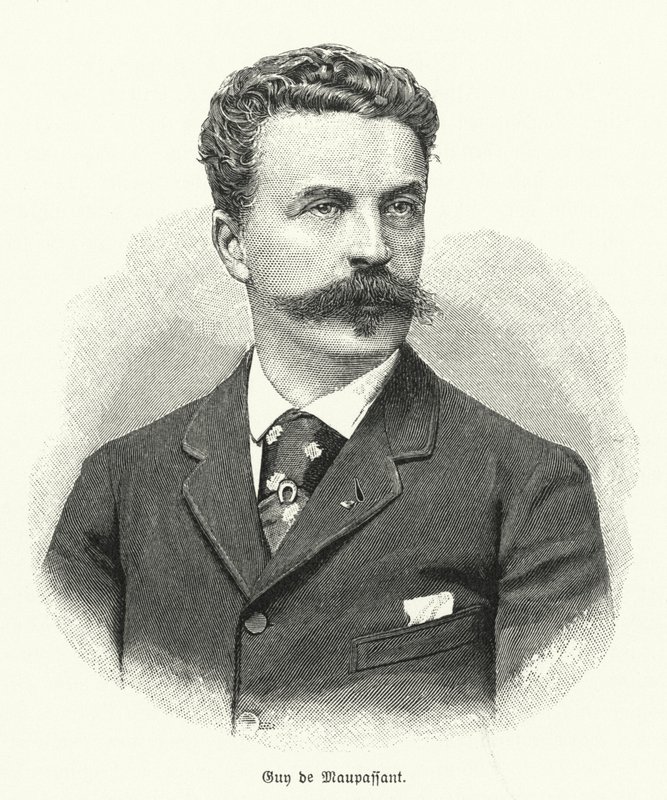Guy de Maupassant, French short story writer (litho) 作者 德国学校