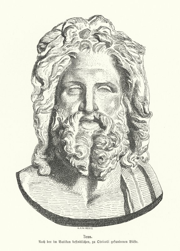 Head of Zeus, Ancient Greek god (engraving) 作者 德国学校
