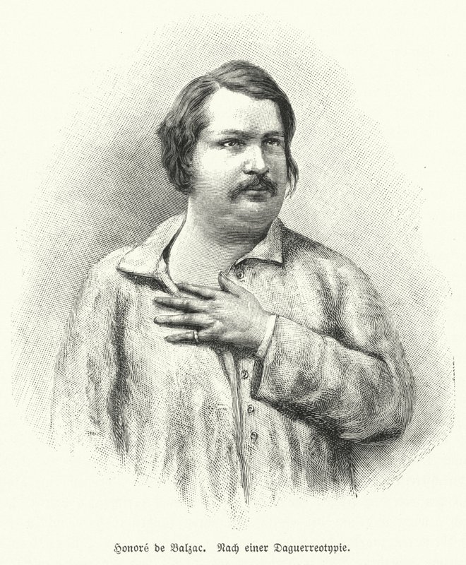 Honore de Balzac，法国小说家和剧作家（石版画） 作者 德国学校