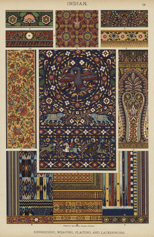 Indian, Embroidery, Weaving, Plaiting and Lackerwork (colour litho) 作者 德国学校