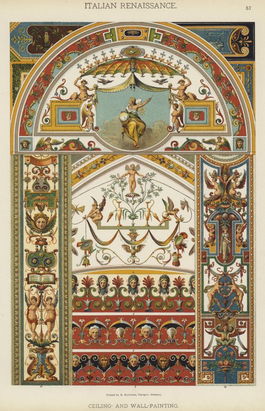 Italian Renaissance, Ceiling and Wall-Painting (colour litho) 作者 德国学校