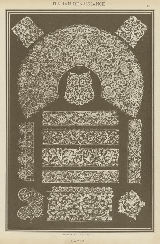 意大利文艺复兴时期，蕾丝（彩色石版画） 作者 德国学校