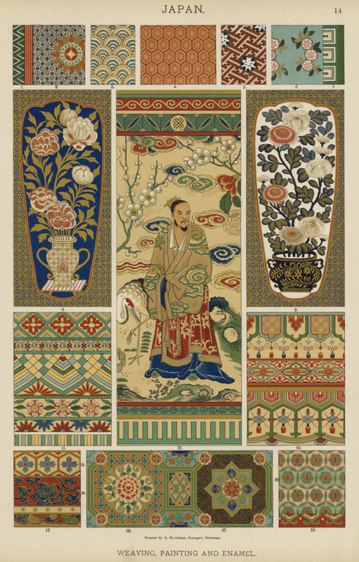 日本，编织，绘画和搪瓷（彩色平版印刷）。 作者 德国学校