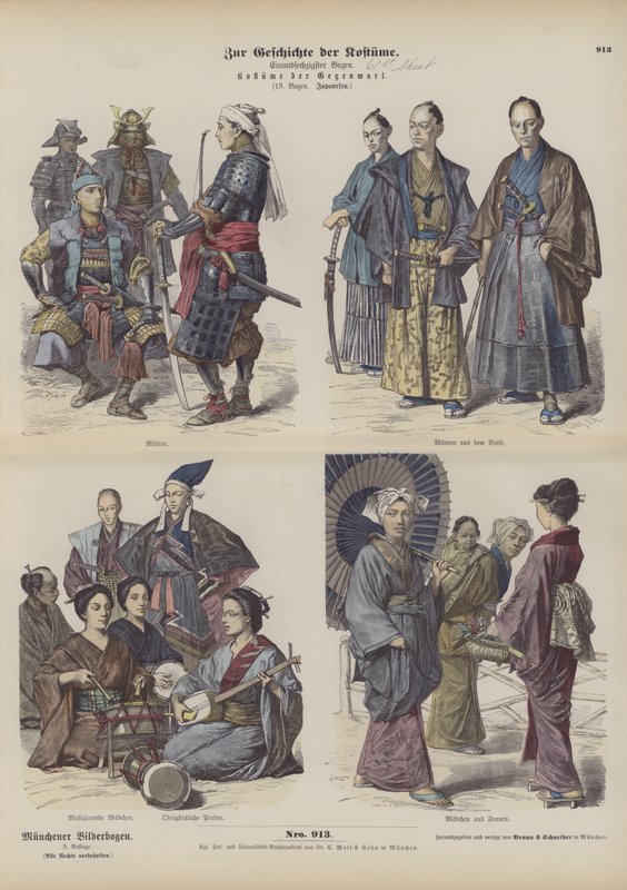 日本的服装（彩色雕刻品 作者 德国学校