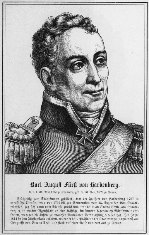 Karl August Furst von Hardenberg (雕刻) 作者 德国学校